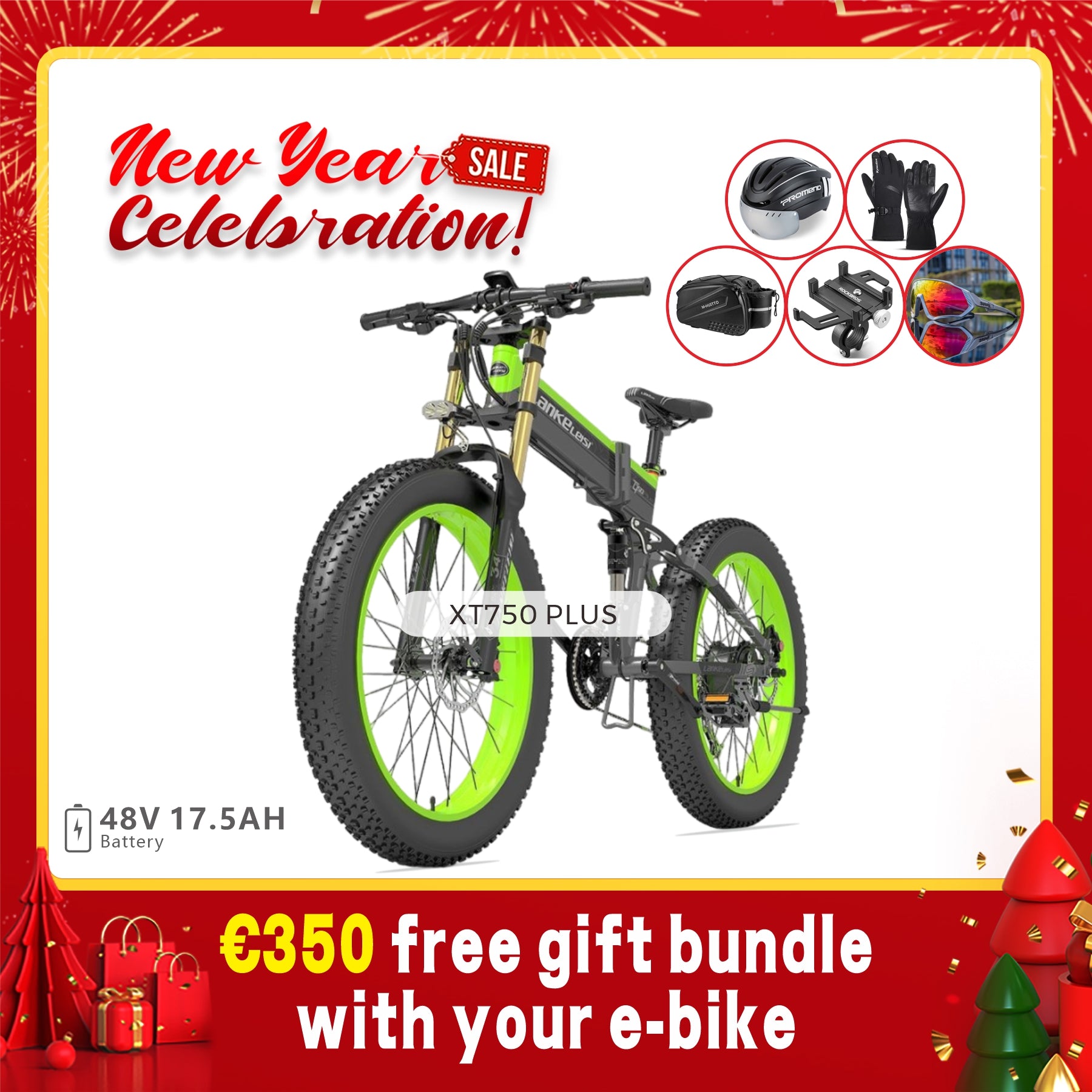 【Pre-Sale】LANKELEISI XT750 PLUS BIG FORK Fat Tire Electric Mountain Bike