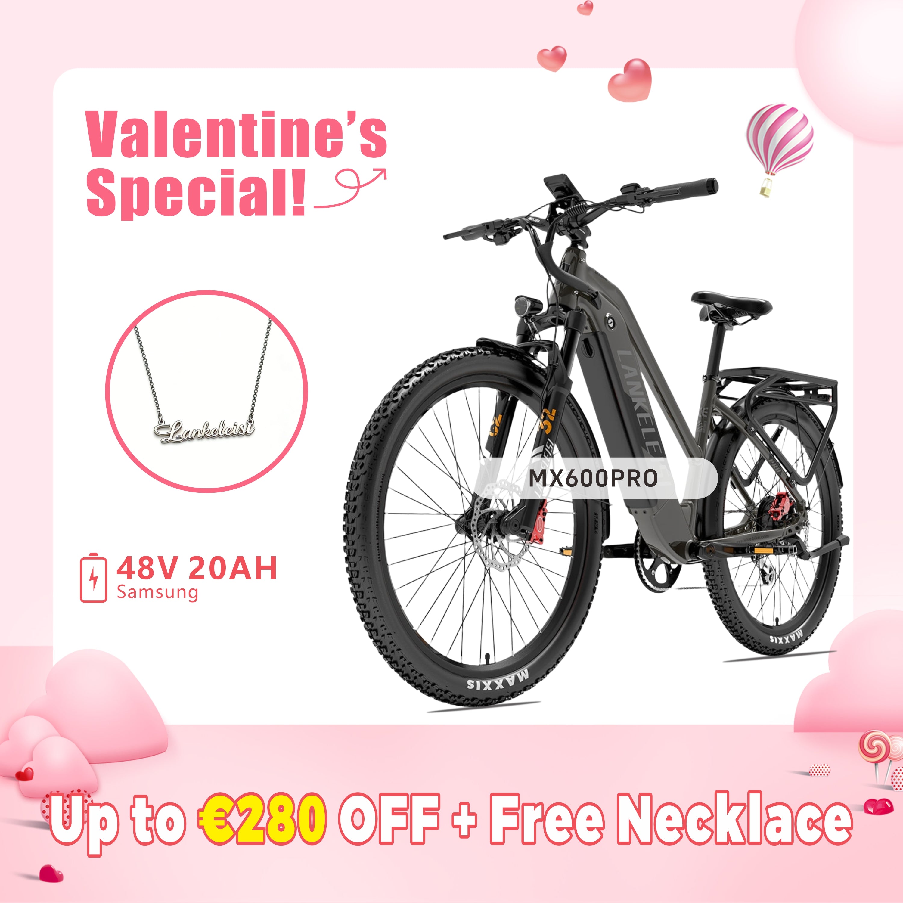 【Vorverkauf】Lankeleisi MX600PRO 500W Motor 27,5"Reifen 20Ah Samsung Akku City Elektrofahrrad