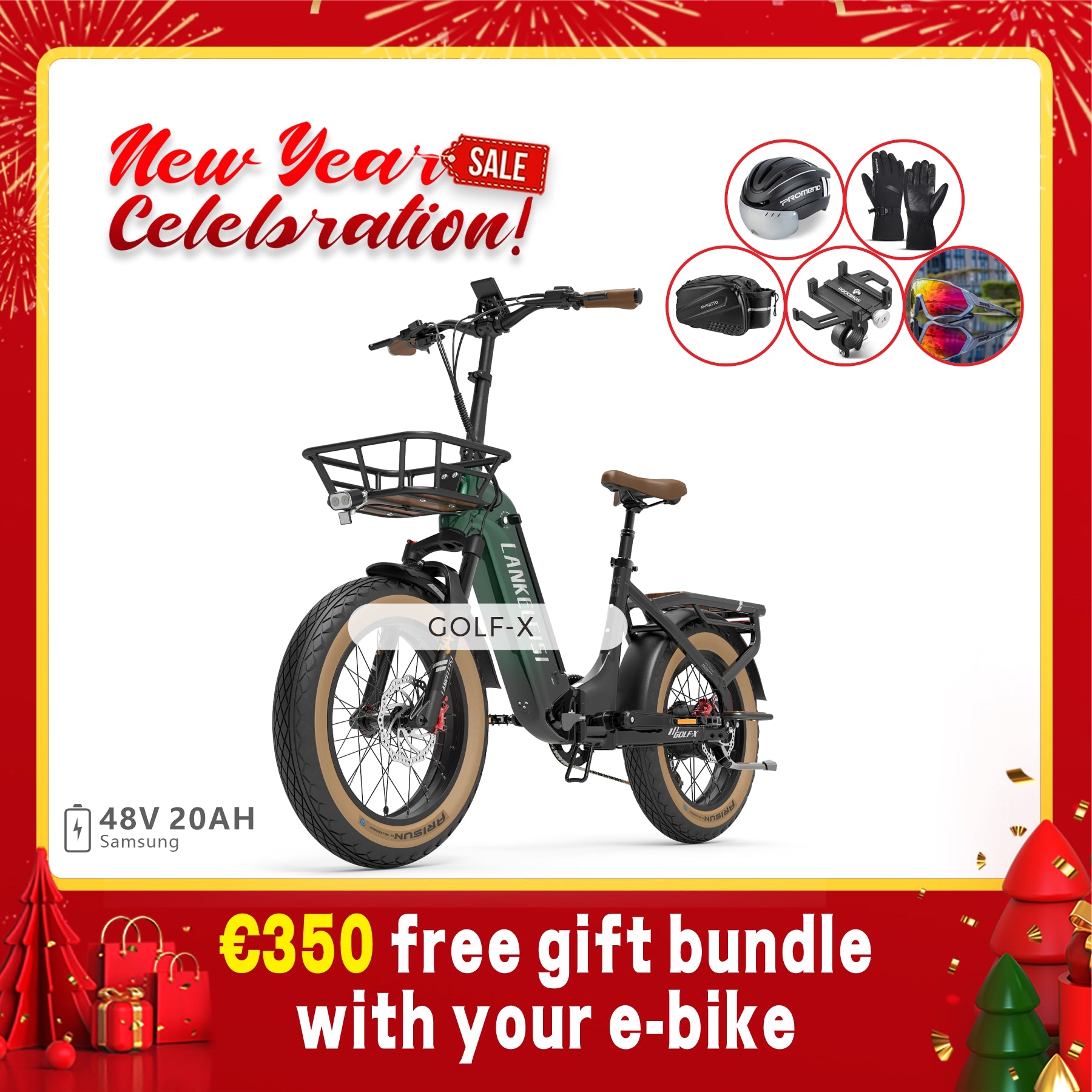 【Pre-sale】LANKELEISI GOLF-X 960Wh Step-Thru Foldable City Electric Bike