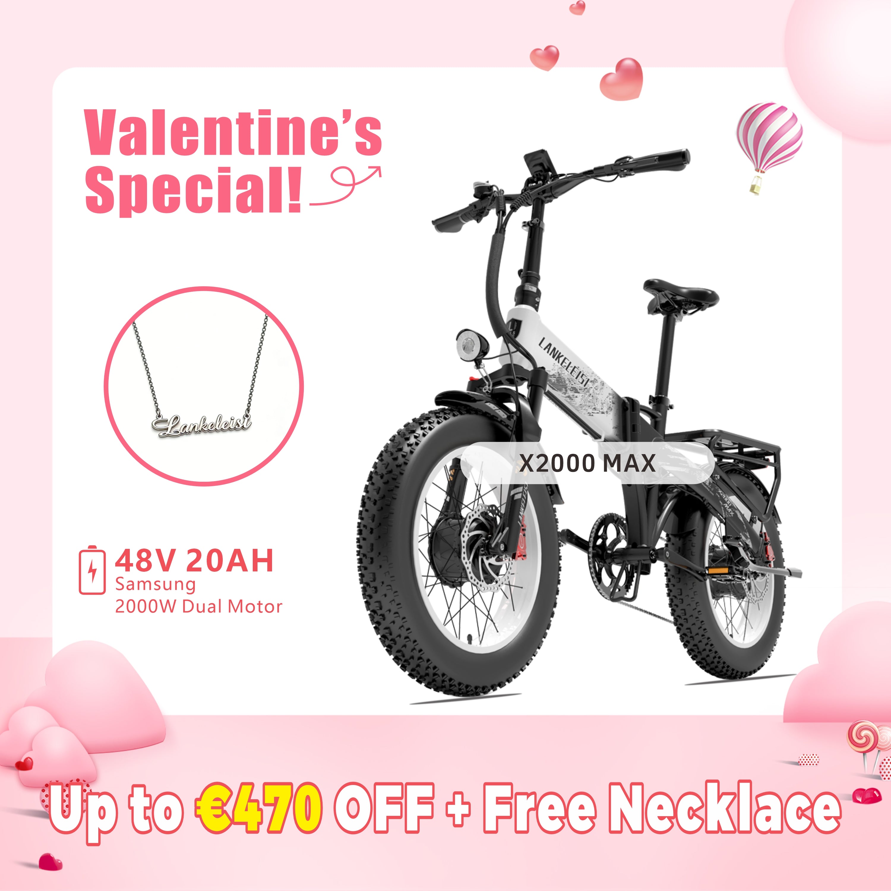 LANKELEISI X3000Plus-UP Schnee-E-Bike mit dicken Reifen