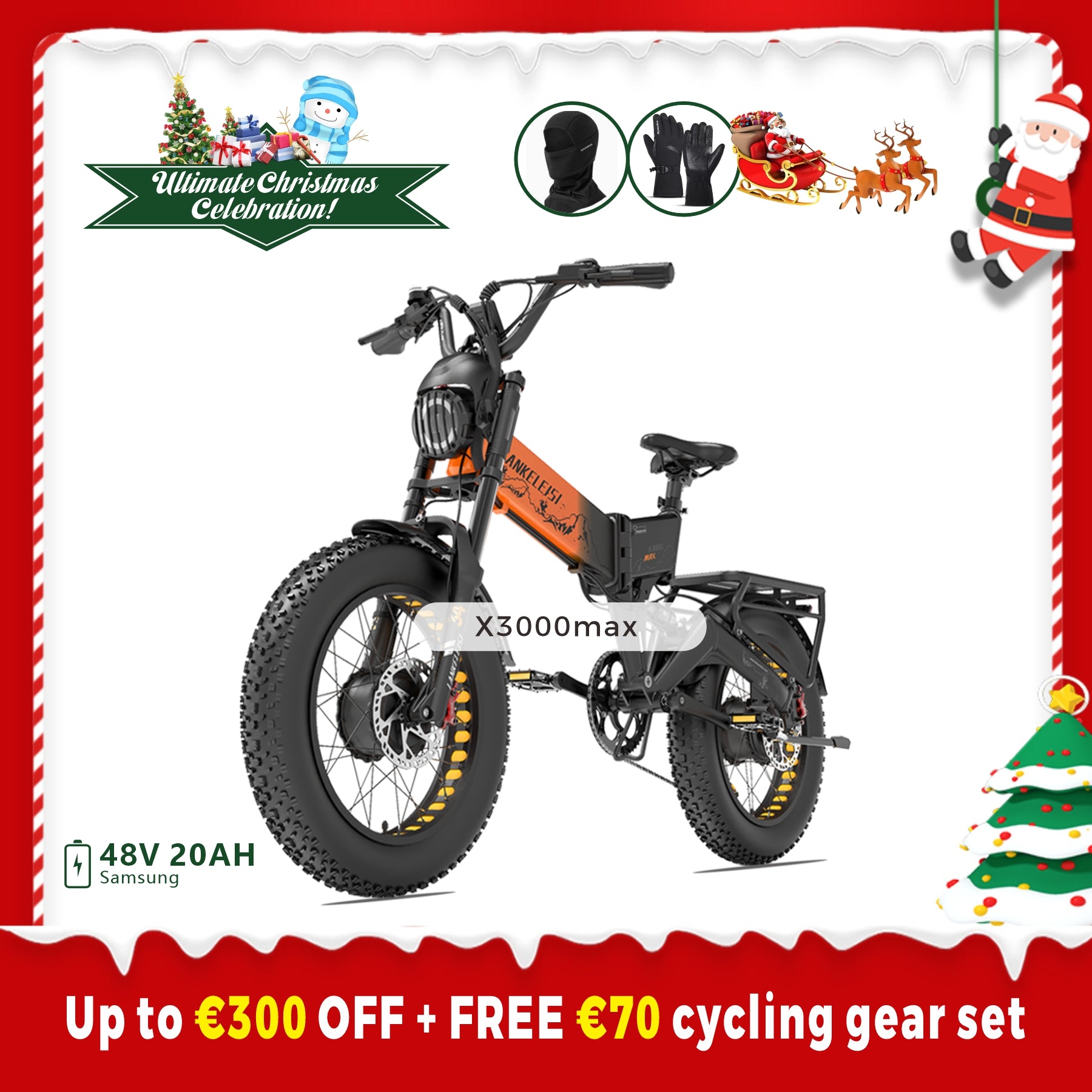 LANKELEISI X3000 MAX 2000W Dual Motor Foldable Electric Mountain Bike(New Arrivals)