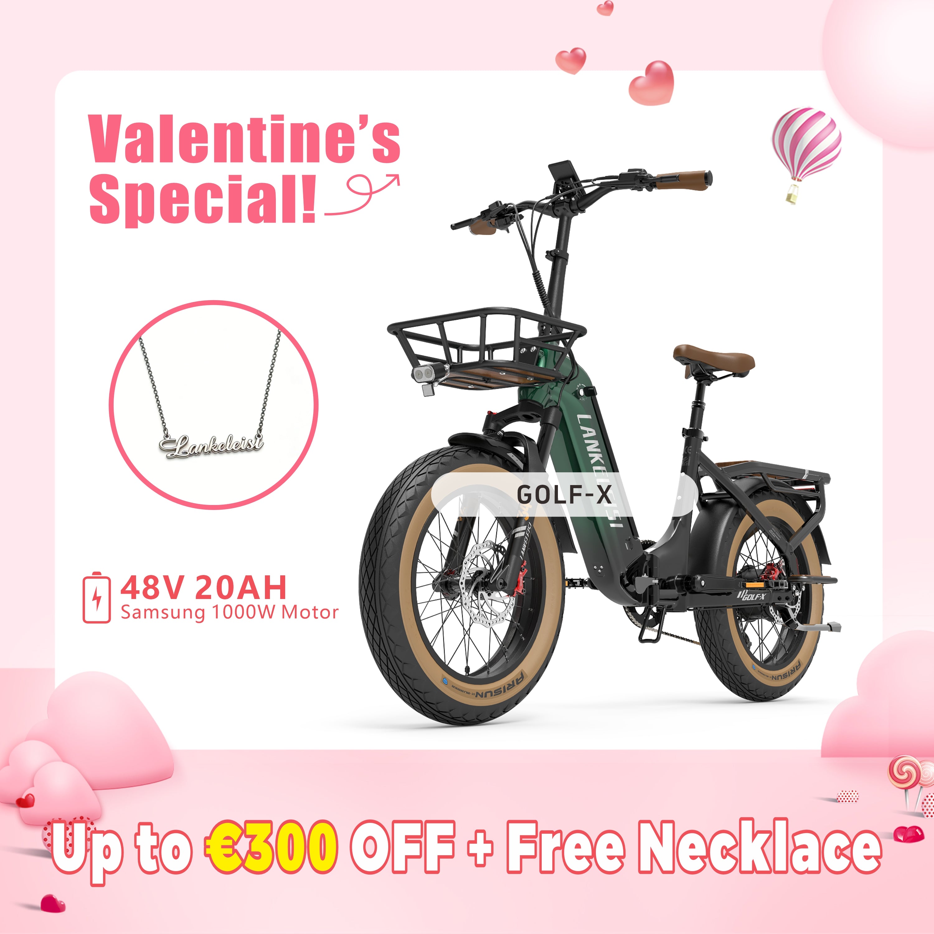 【Vorverkauf】LANKELEISI GOLF-X 960Wh Step-Thru faltbares City-Elektrofahrrad