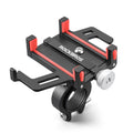 Lankeleisi-Bikes aluminium alloy phone mount attached to bicycle handlebar, securing a smartphone for cycling navigation.