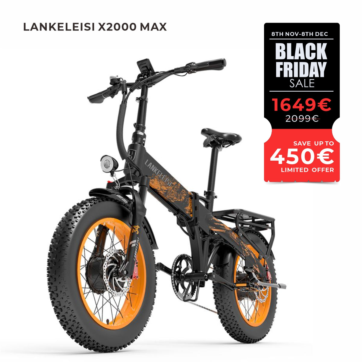 LANKELEISI X2000 MAX 2000W Dual Motor Foldable E-Bike(New Arrivals)