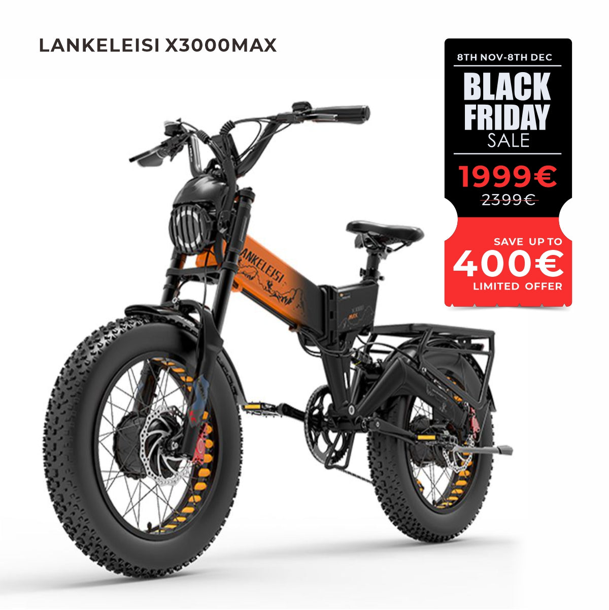 LANKELEISI X3000 MAX 2000W Dual Motor Foldable Electric Mountain Bike(New Arrivals)