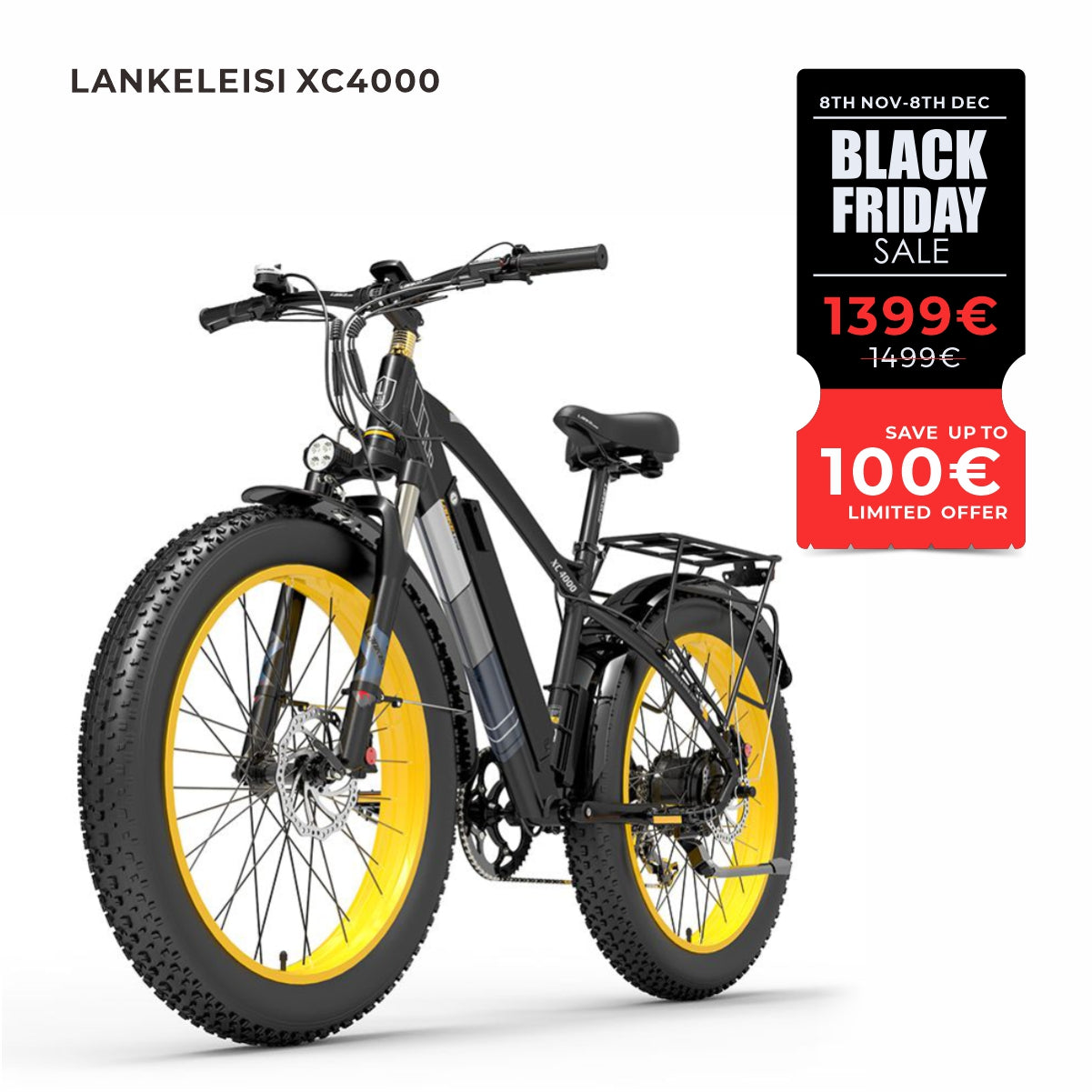 LANKELEISI XC4000 Electric Mountain Fat Tire Bike