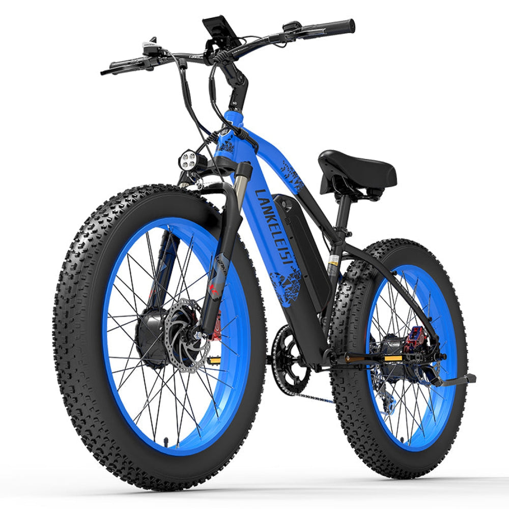 Lankeleisi Mg740 Plus priekinis ir galinis dviejų variklių visureigis elektrinis dviratis mėlynas
