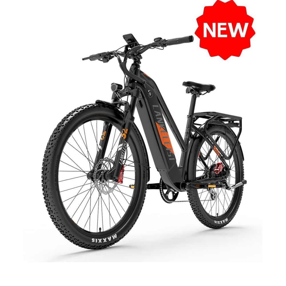 Lankeleisi Mx600Pro 500W Silnik 27.5Opona 20Ah Samsung Bateria Miejski rower elektryczny czarno-pomarańczowy