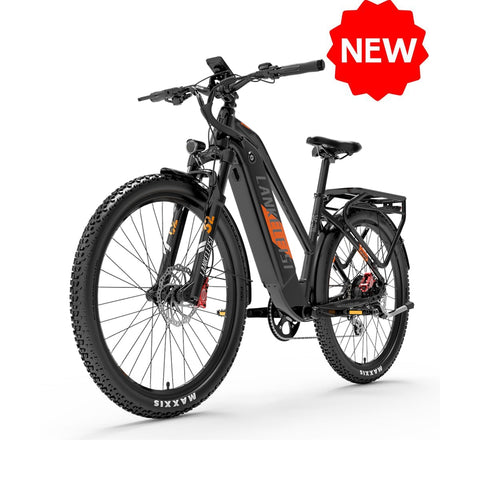 Lankeleisi Mx600Pro 500W Motor 27.5Tire 20Ah Samsung Battery City Electric Bike Black-Orange