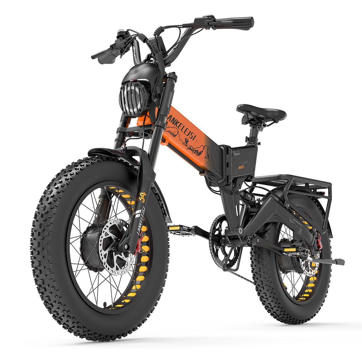 Lankeleisi X3000 Max 2000W Dual Motor Foldable Electric Mountain Bike(New Upgrade) Orange Ebike